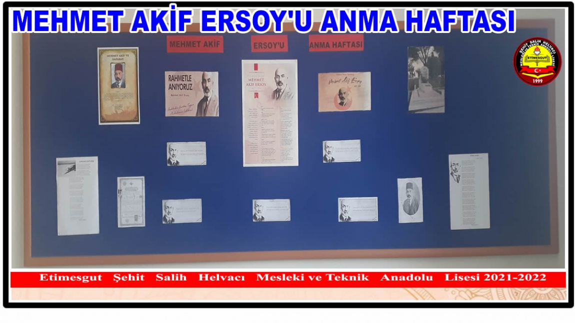 MEHMET AKİF ERSOY'U ANMA HAFTASI (20-27 ARALIK) OKUL PANOSU