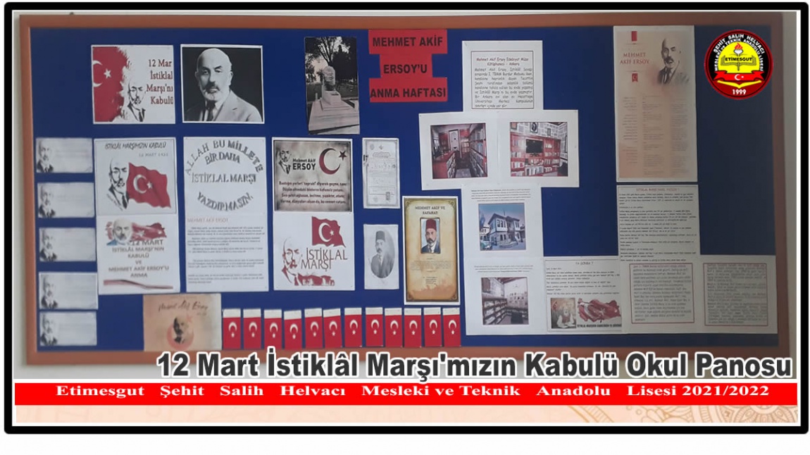 İSTİKLAL MARŞI'MIZIN KABULÜ OKUL PANOSU